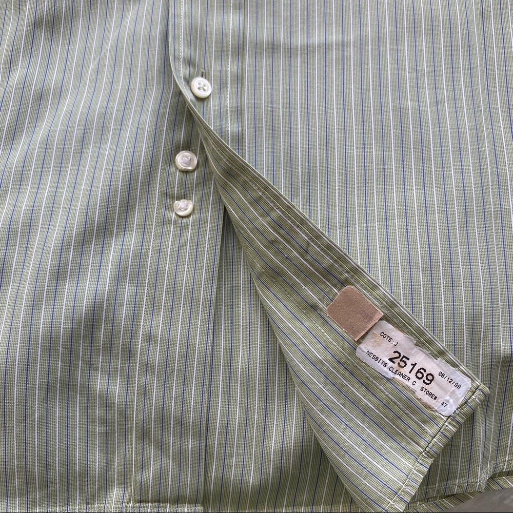 BROOKS BROTHERS Green Striped Button Up Shirt 15.5 - Picture 9 of 12